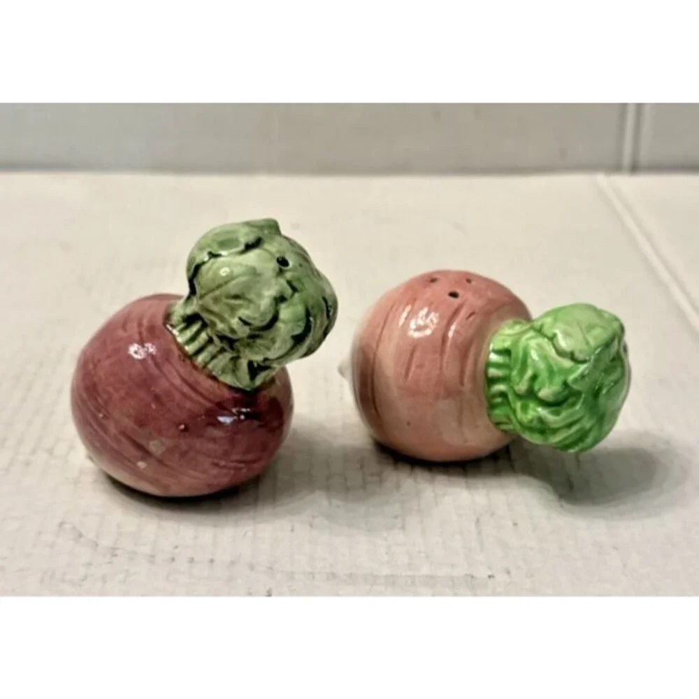 Vintage Fitz and Floyd Salt & Pepper Shakers Radish Vegetable Garden w/Stoppers